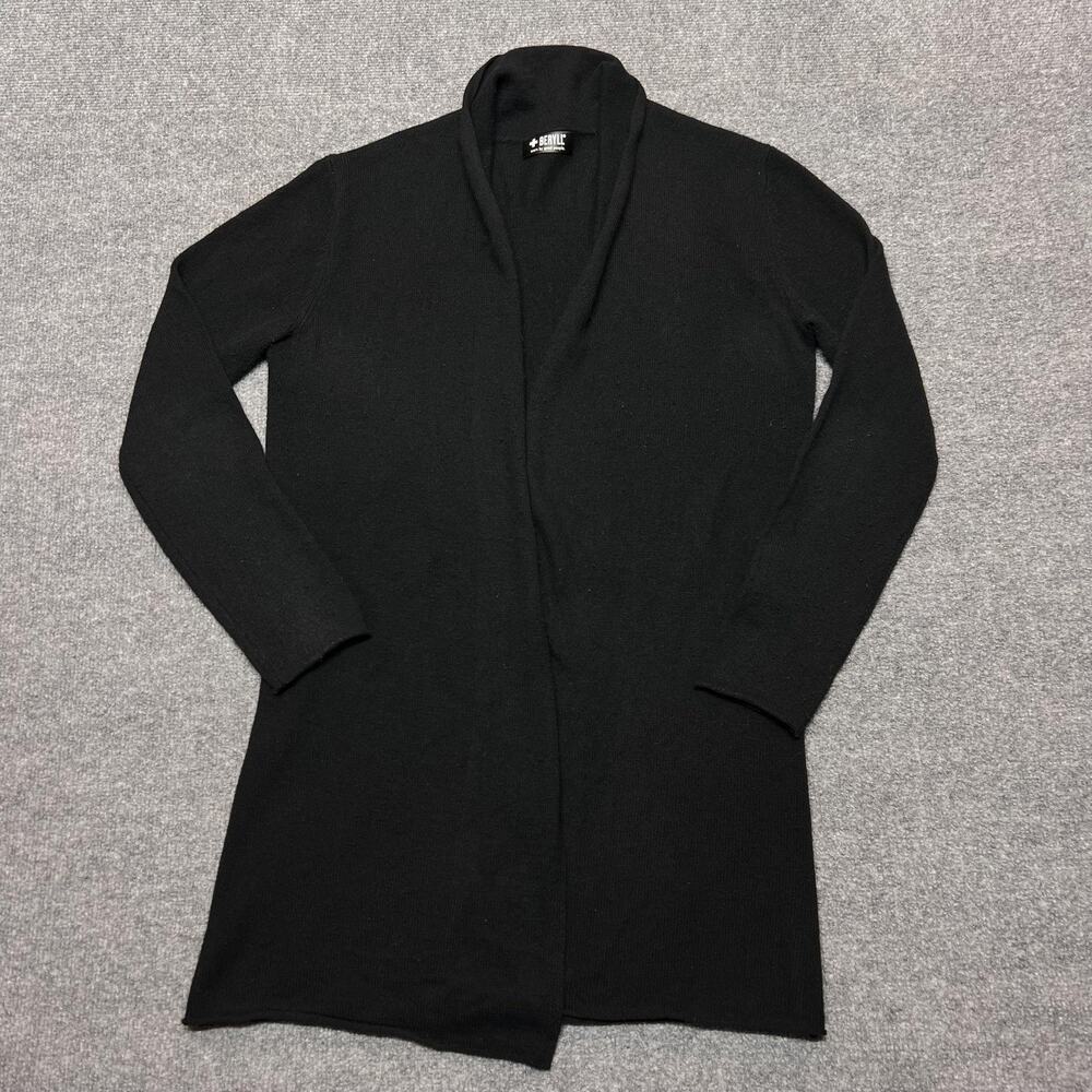 Beryll Cardigan Sweater Womens Medium Black 100% Cashmere Open Front Long Knit